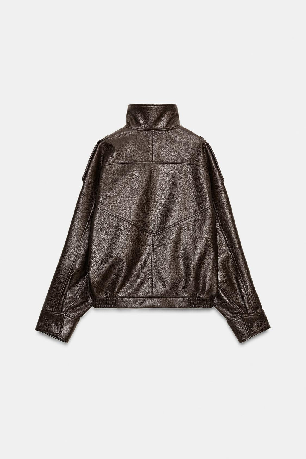 Mélanie Muller | Women's Faux Leather Bomber Jacket – Oversized Funnel Neck Biker Jacket