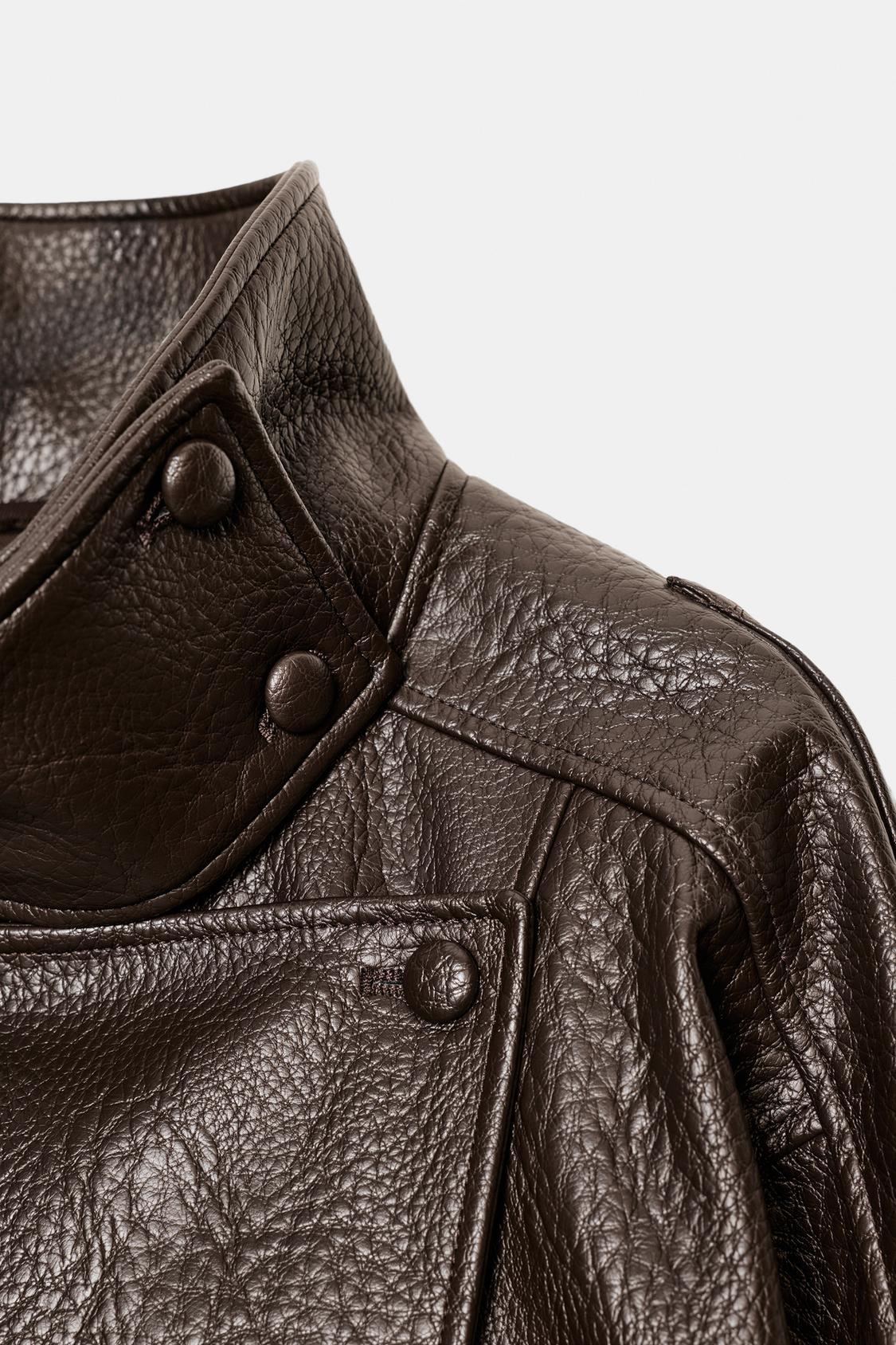 Mélanie Muller | Women's Faux Leather Bomber Jacket – Oversized Funnel Neck Biker Jacket