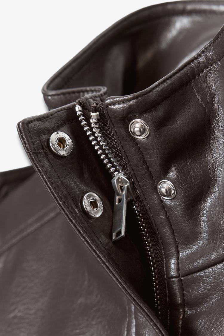 Léonie Chevalier | Women's Cropped Faux Leather Bomber Jacket – Short Aviator Utility Jacket