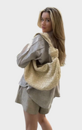 Chapelle | Women's Large Suede Bag – Cream Knot Hobo Shoulder Bag