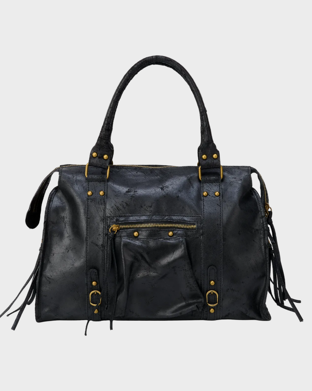 Costanza | Women's Minimal Black Carryall – Large Bowling Bag with Adjustable Strap