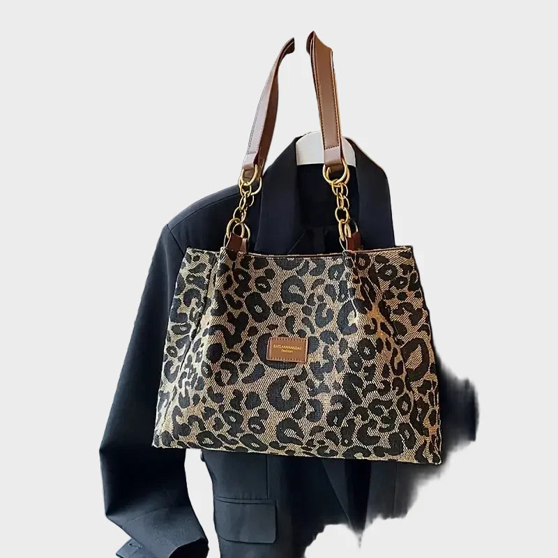 Garnet | Women's Leopard Print Plush Tote – Large Fluffy Shoulder Bag