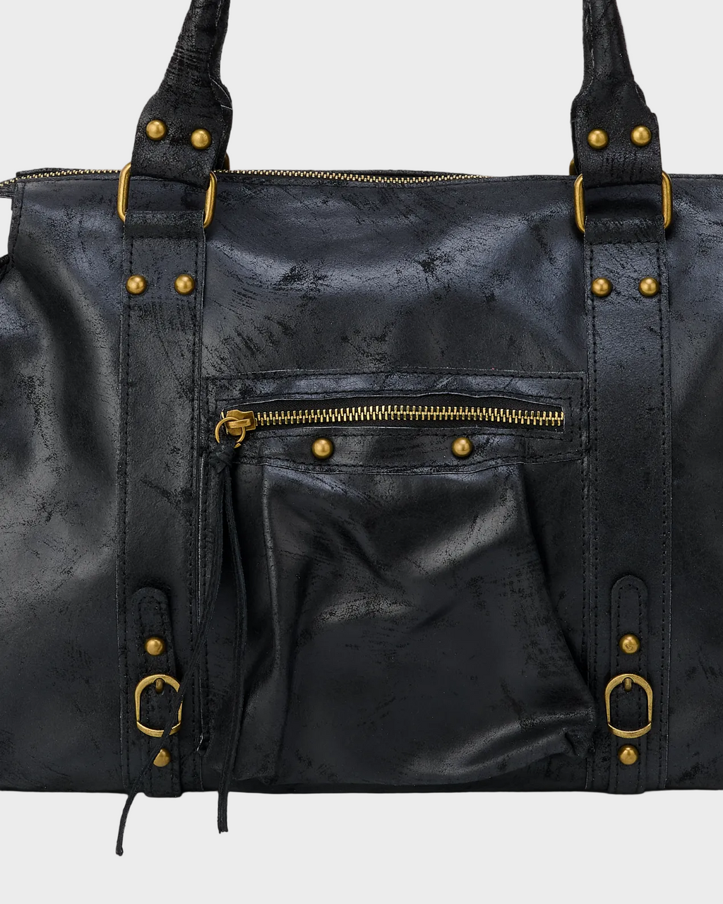 Costanza | Women's Minimal Black Carryall – Large Bowling Bag with Adjustable Strap