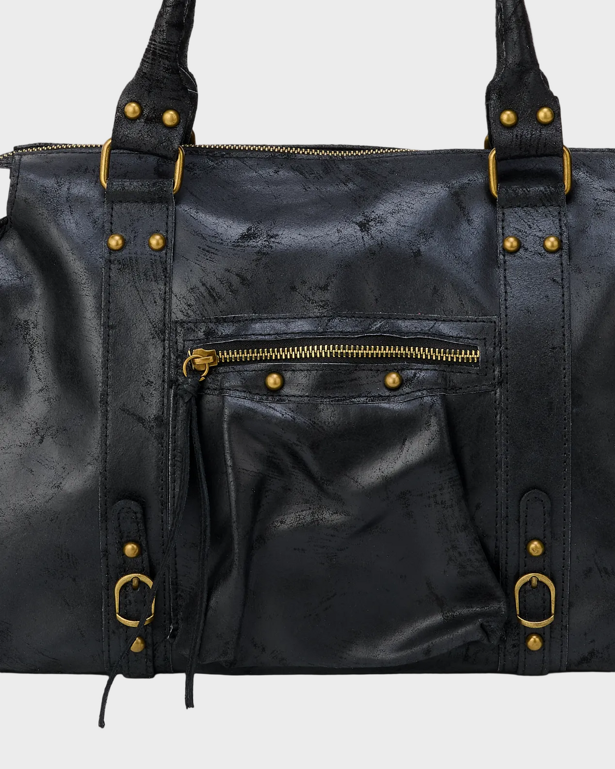 Costanza | Women's Minimal Black Carryall – Large Bowling Bag with Adjustable Strap
