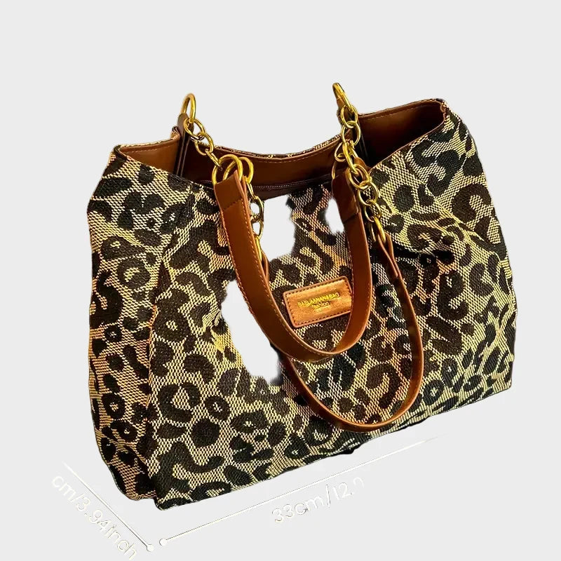 Garnet | Women's Leopard Print Plush Tote – Large Fluffy Shoulder Bag