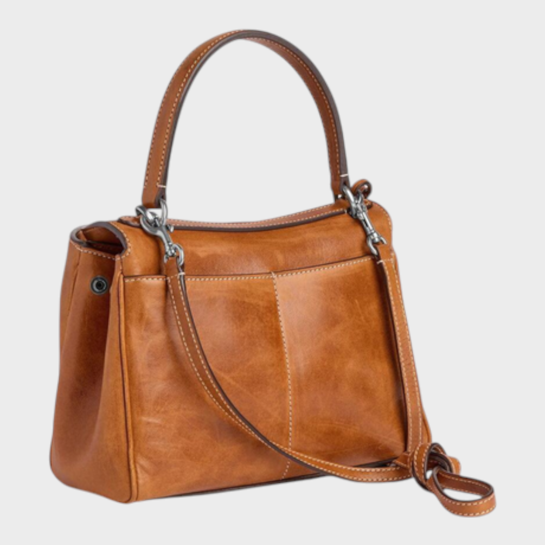 Altieri | Women's Leather Handbag with Adjustable Shoulder Strap – Burgundy Top Handle Bag
