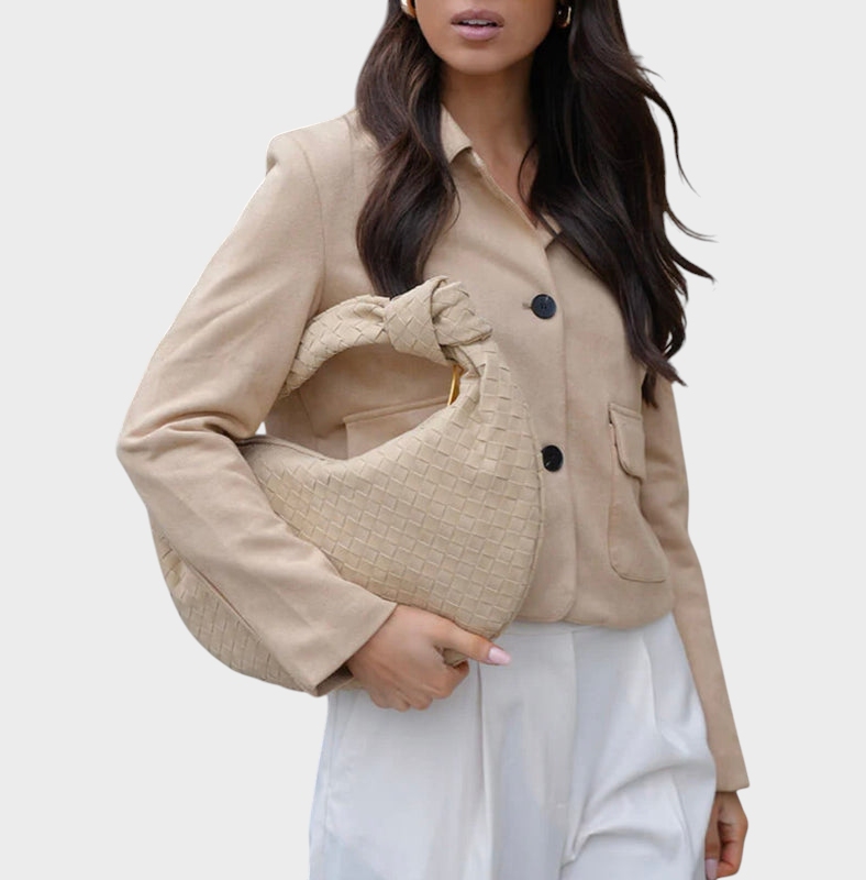 Chapelle | Women's Large Suede Bag – Cream Knot Hobo Shoulder Bag
