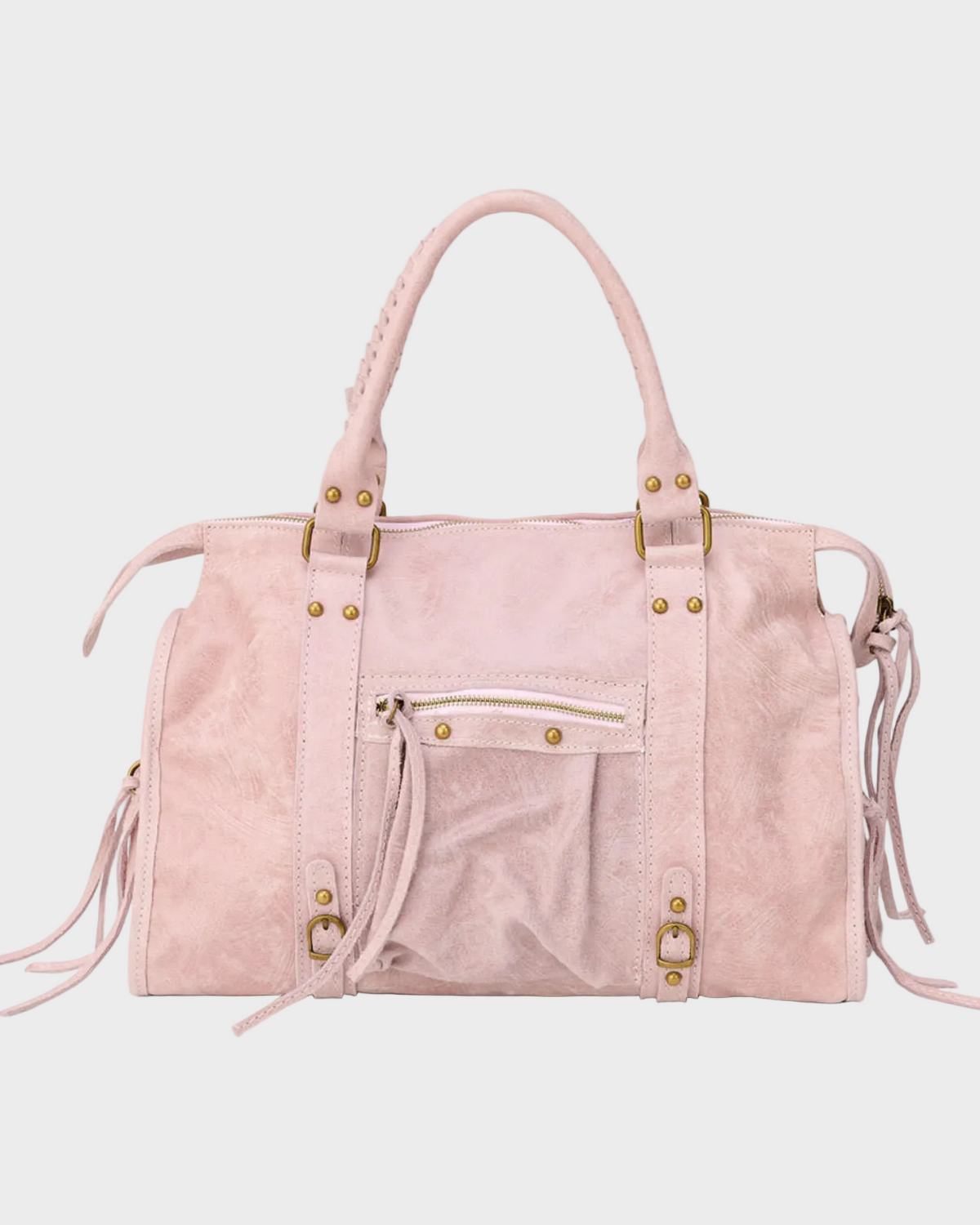 Capucine Marceau | Vanilla Pink Shoulder Bag with Zip Closure and Gold-Tone Hardware