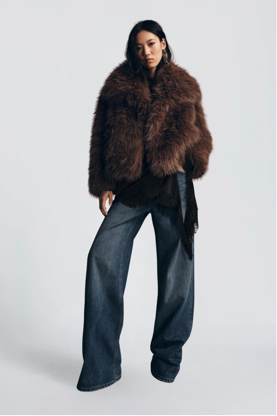 Maud Marchand | Women's Brown Short Faux Fur Coat – Fluffy Shaggy Jacket