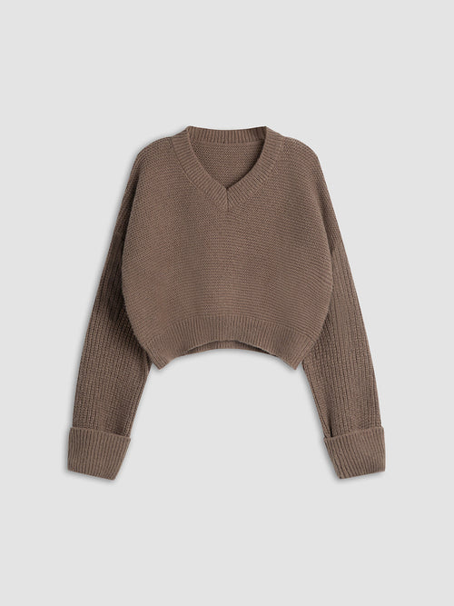 Bérénice | V-Neck Cropped Sweater for Women