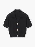 Scarlett | Knit Crop Top Women V-Neck Slim Fit Short Sleeve