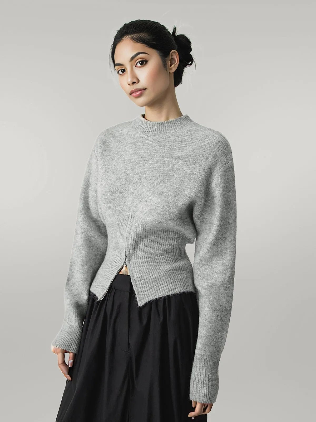 Chantal | Knit Sweater Women Half Zip High Neck Long Sleeve