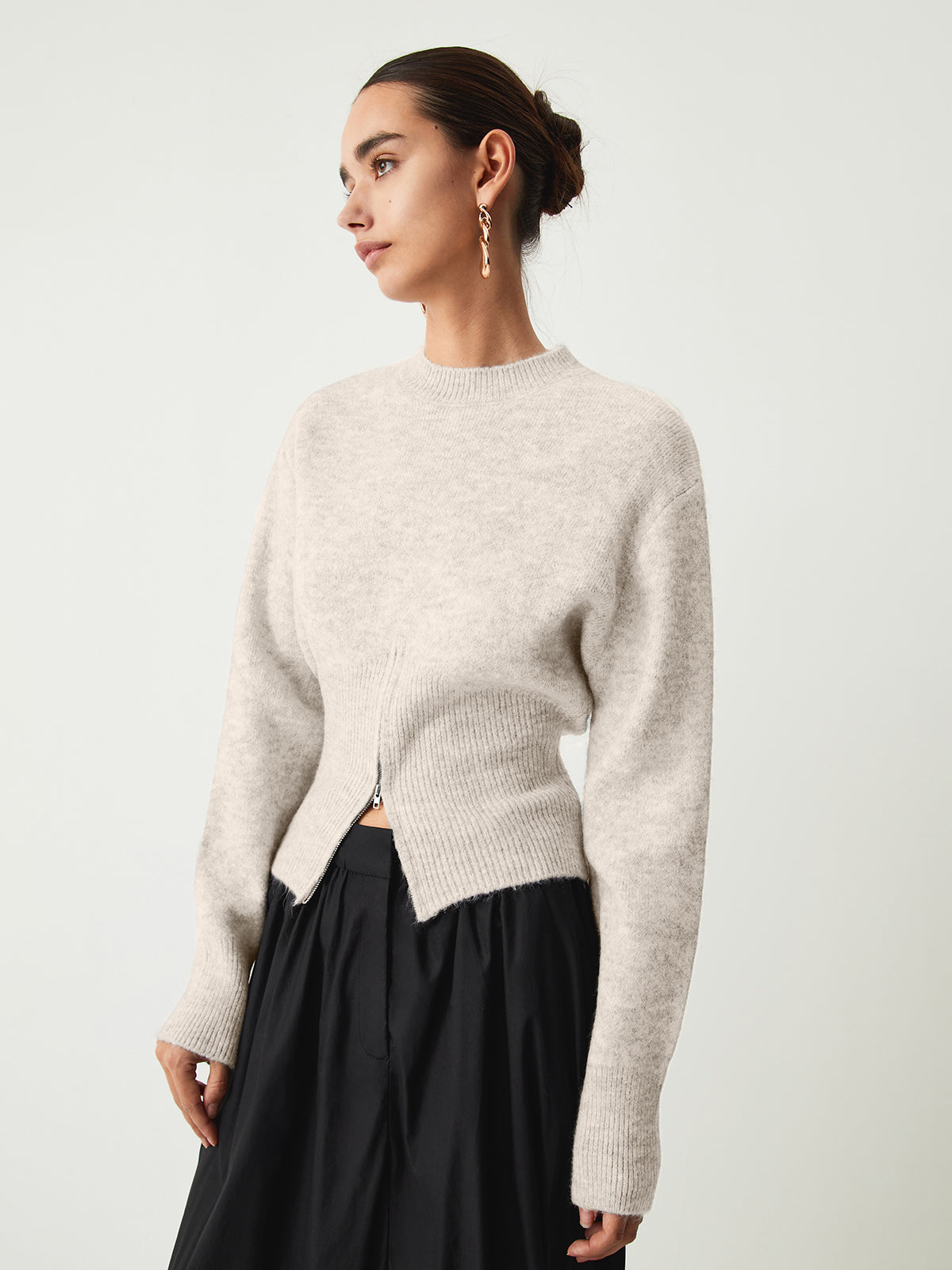 Chantal | Knit Sweater Women Half Zip High Neck Long Sleeve