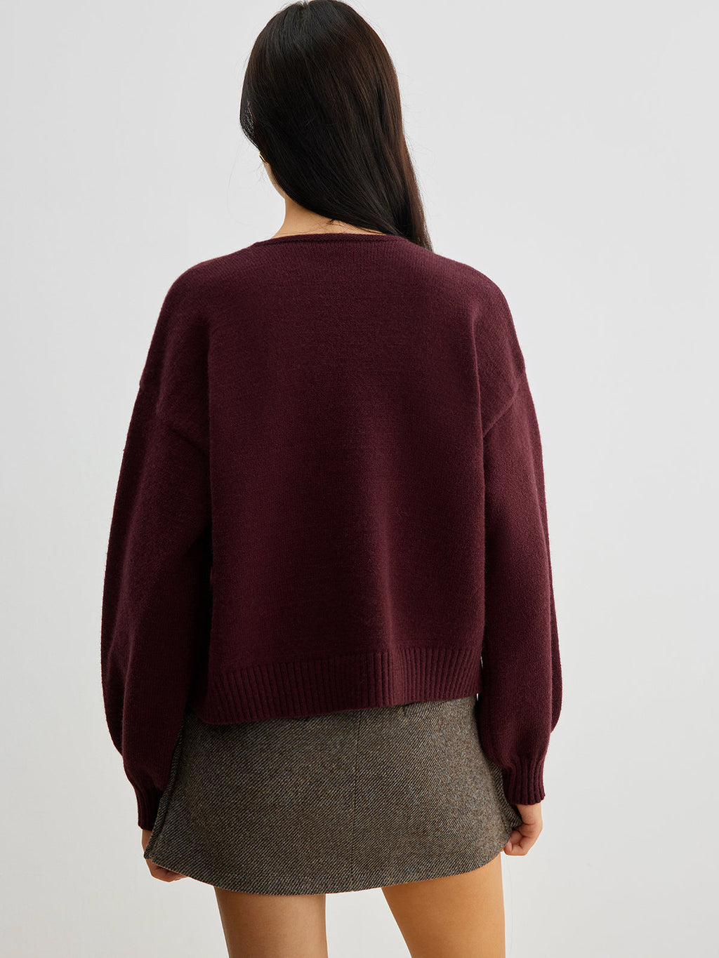 Léonie | Knit Sweater Women Velvet Bow Puff Sleeve Relaxed Fit Winter