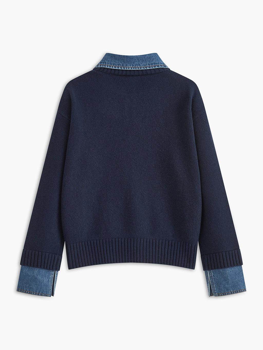 Cléo D’Amboise | Knit Sweater Women Lapel Neck Layered Panel Long Sleeve