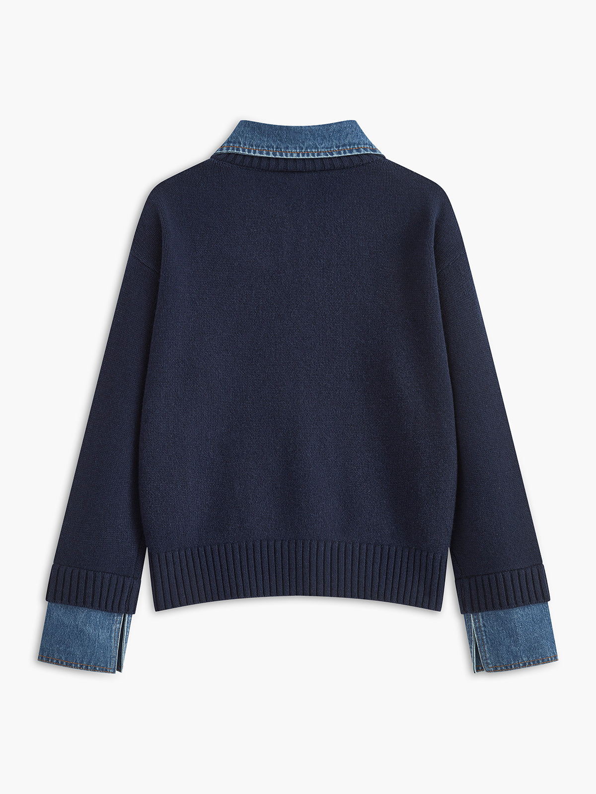 Cléo D’Amboise | Knit Sweater Women Lapel Neck Layered Panel Long Sleeve