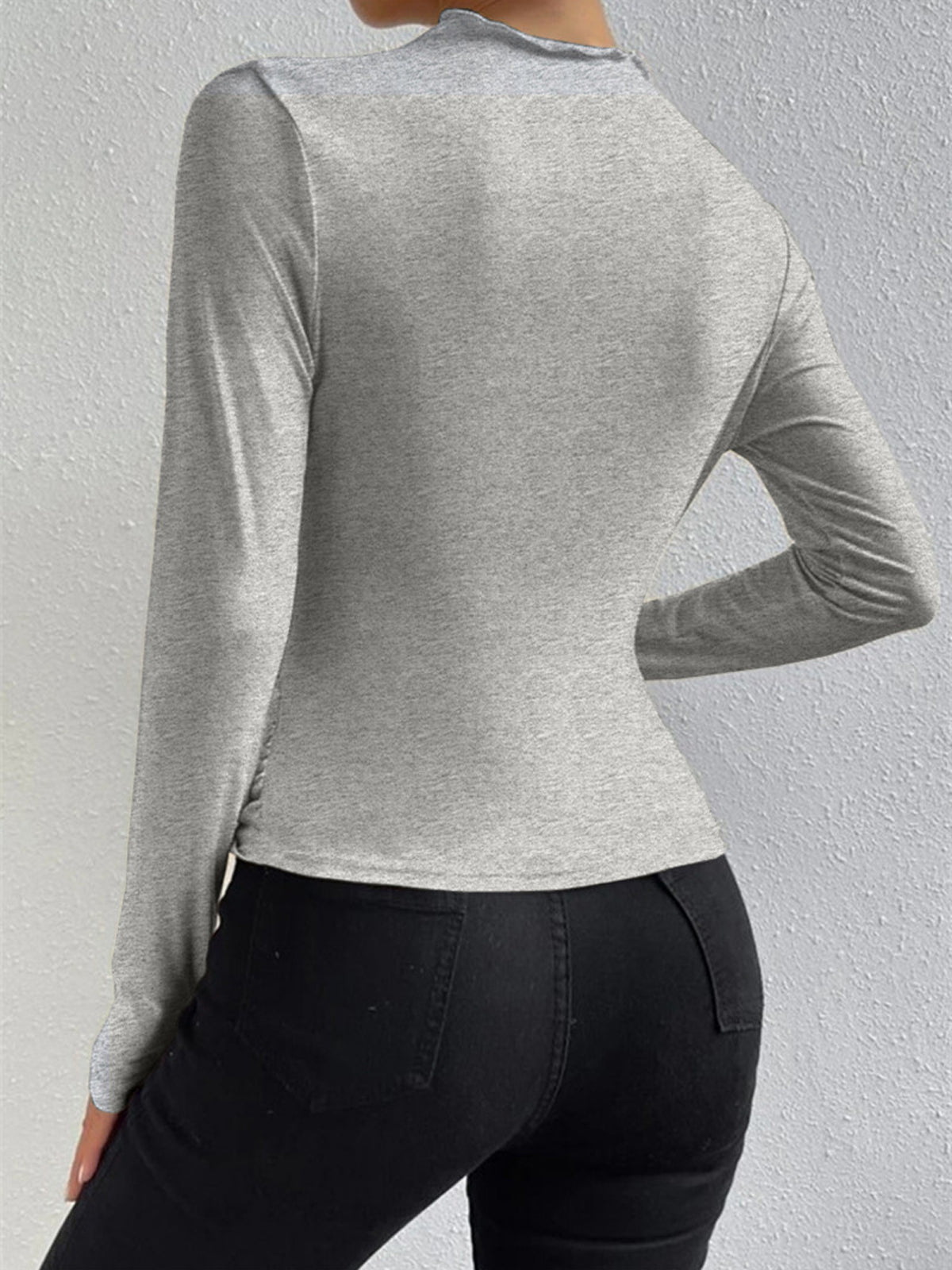 Nora | Fitted Top Women Long Sleeve Ruched Slim Fit Round Neck