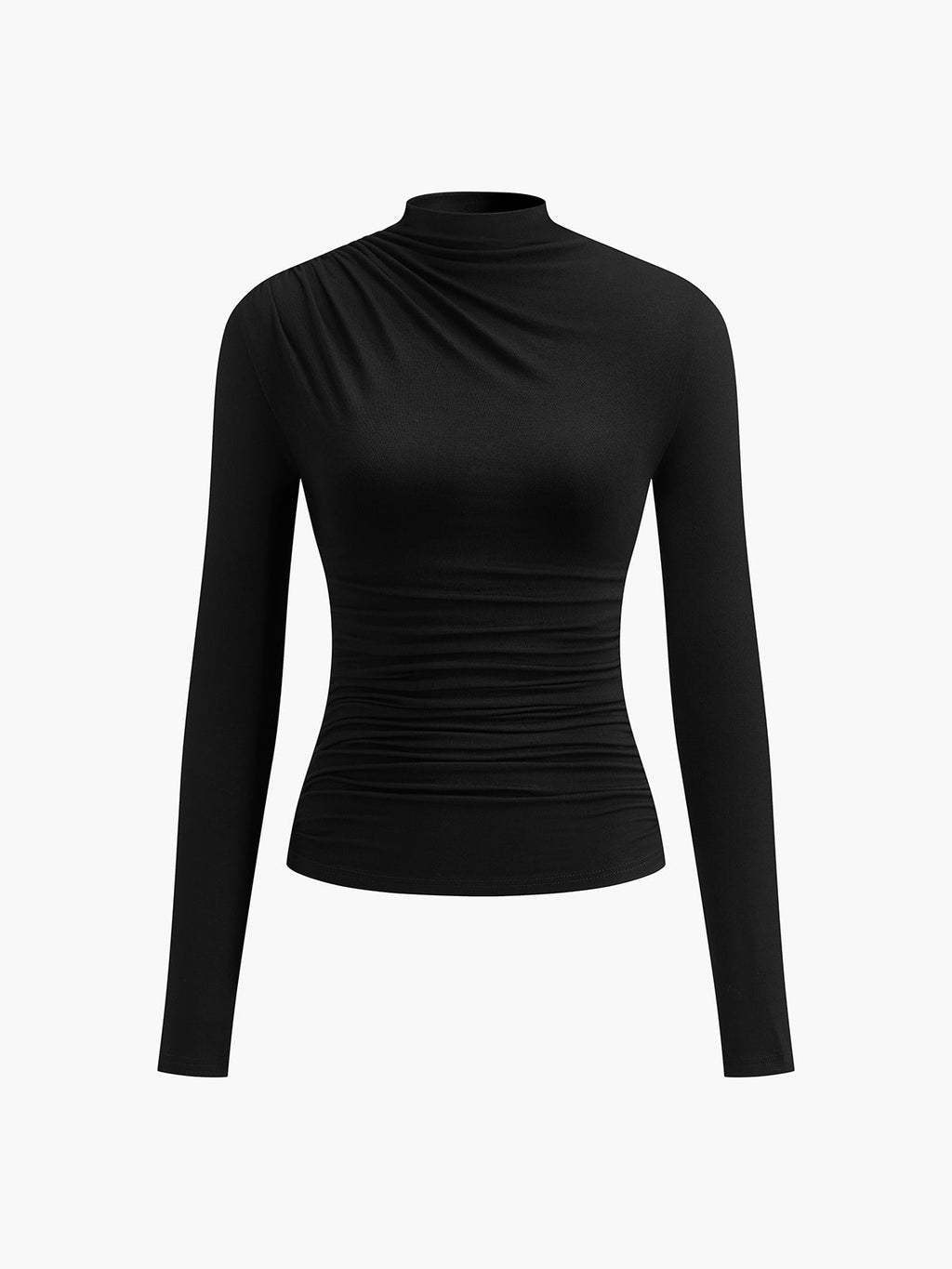 Nora | Fitted Top Women Long Sleeve Ruched Slim Fit Round Neck