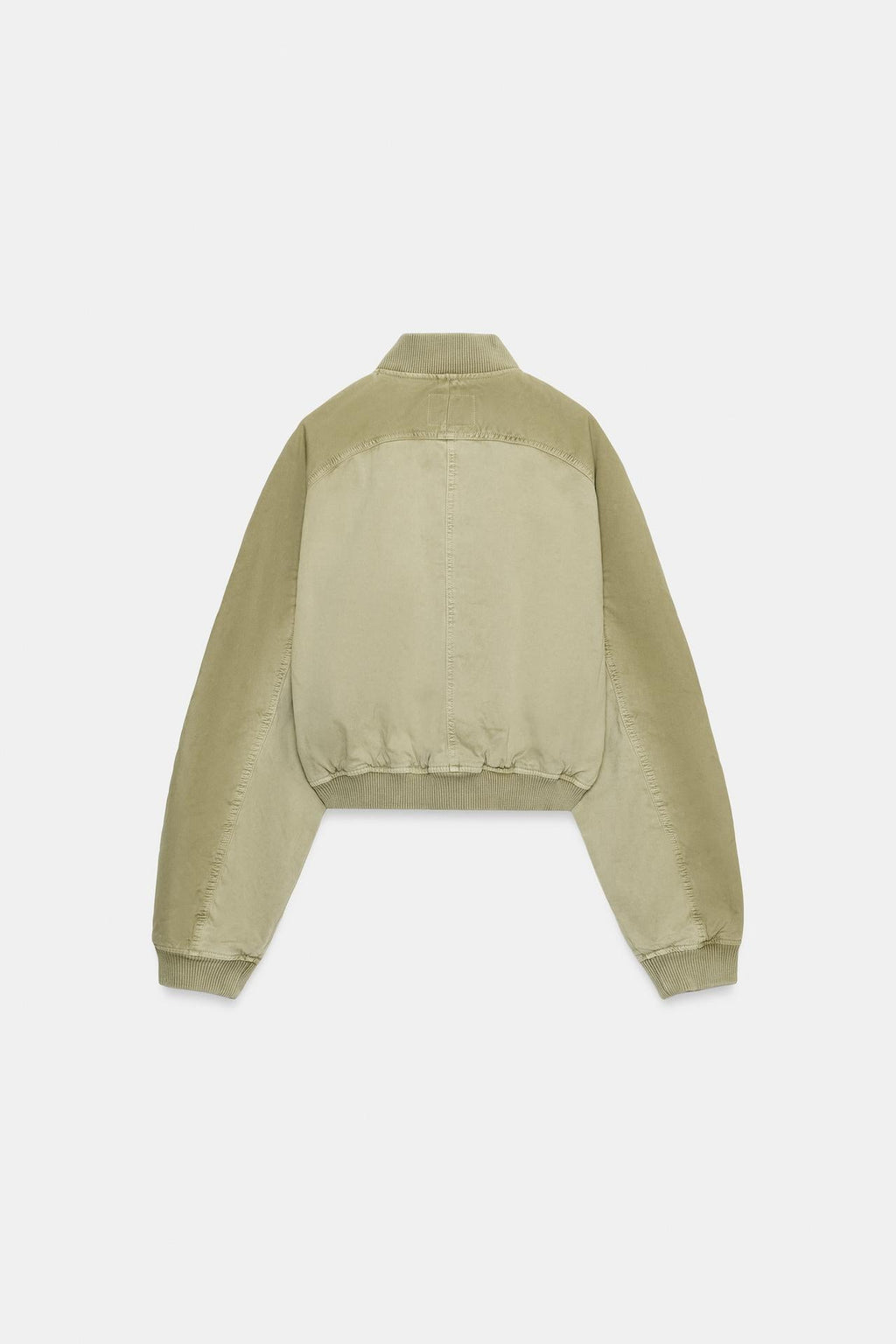 Émilie François | Women's Cropped Bomber Jacket – Sage Green Washed Cotton Bomber Jacket
