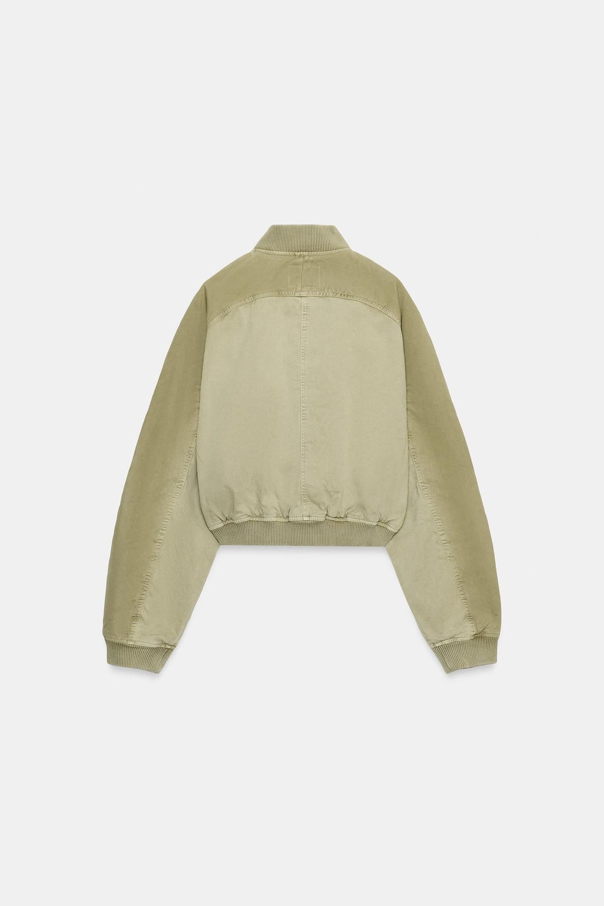 Émilie François | Women's Cropped Bomber Jacket – Sage Green Washed Cotton Bomber Jacket
