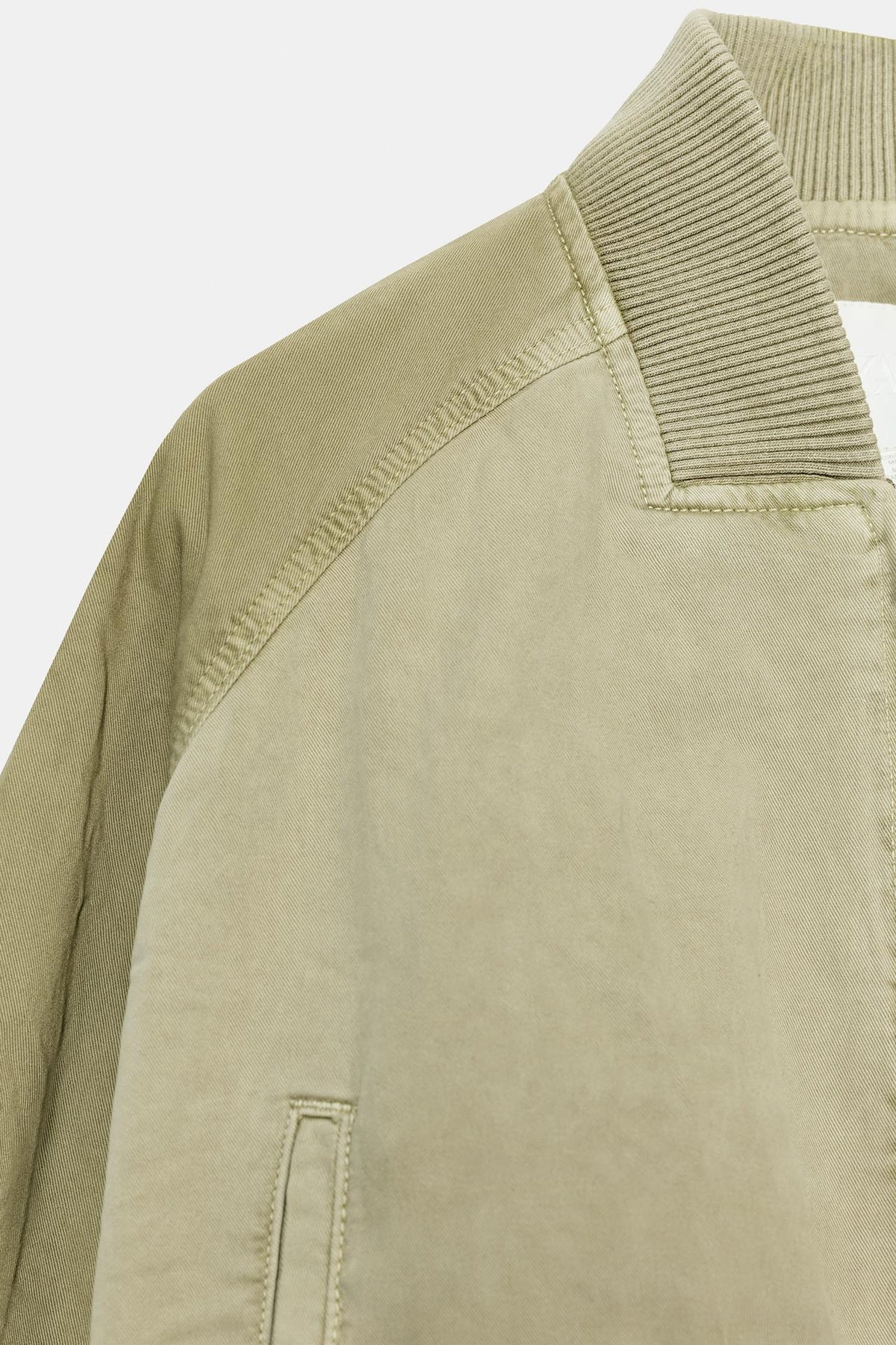 Émilie François | Women's Cropped Bomber Jacket – Sage Green Washed Cotton Bomber Jacket