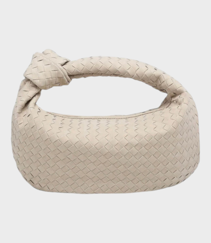 Chapelle | Women's Large Suede Bag – Cream Knot Hobo Shoulder Bag