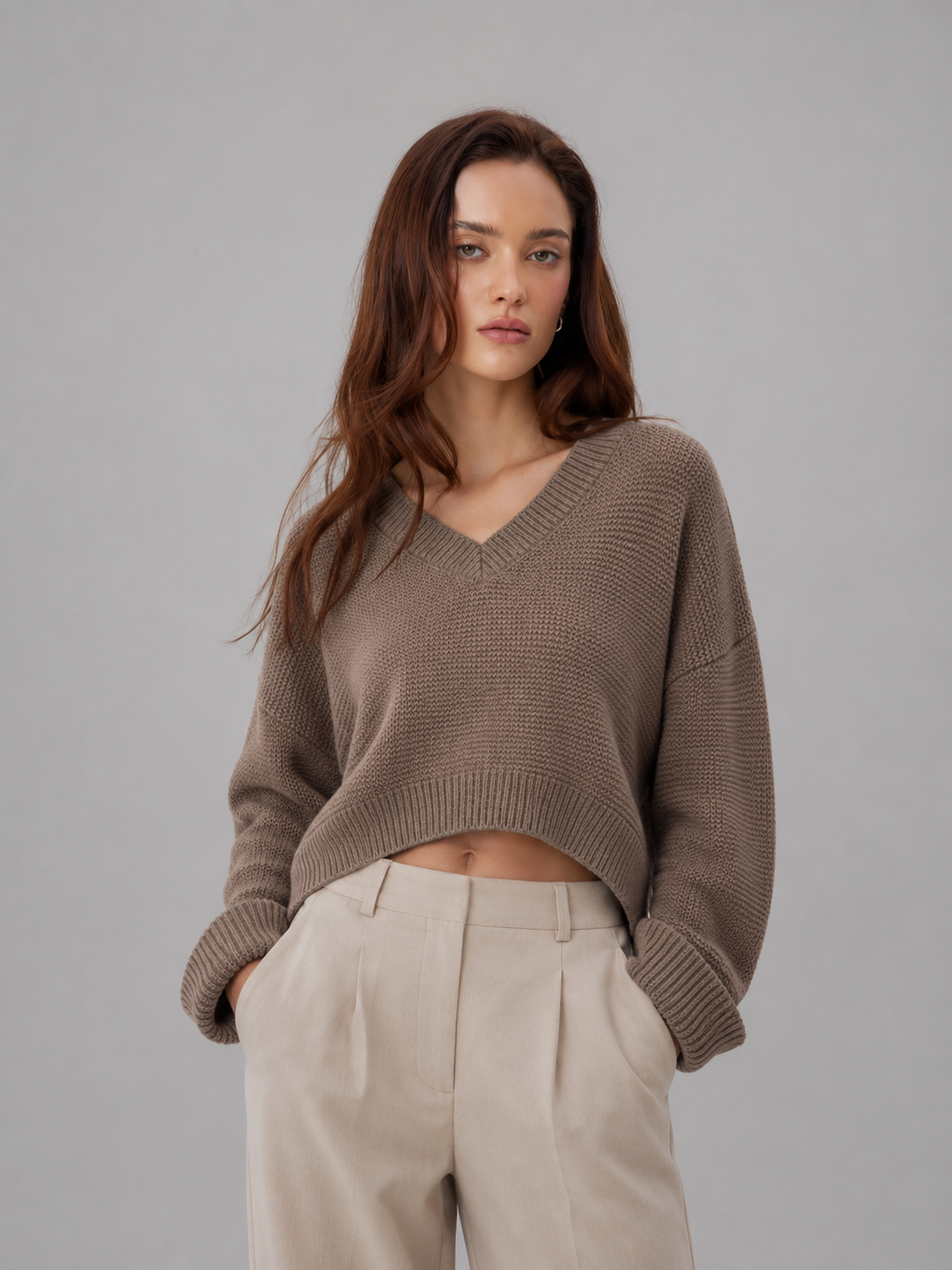 Bérénice | V-Neck Cropped Sweater for Women