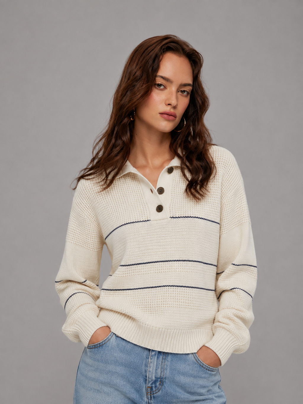 Héloïse | Button-Front White Cardigan for Women