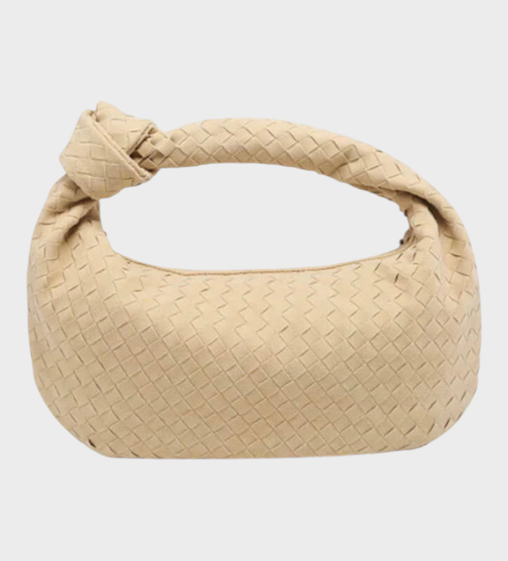 Chapelle | Women's Large Suede Bag – Cream Knot Hobo Shoulder Bag