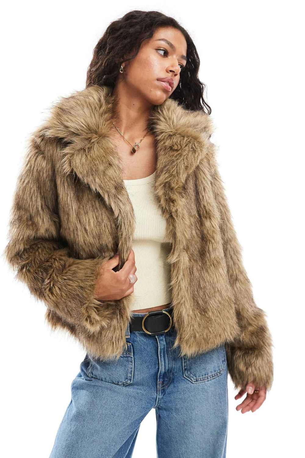 Elsa Clément | Women's Faux Fur Jacket – Short Shaggy Fur Coat