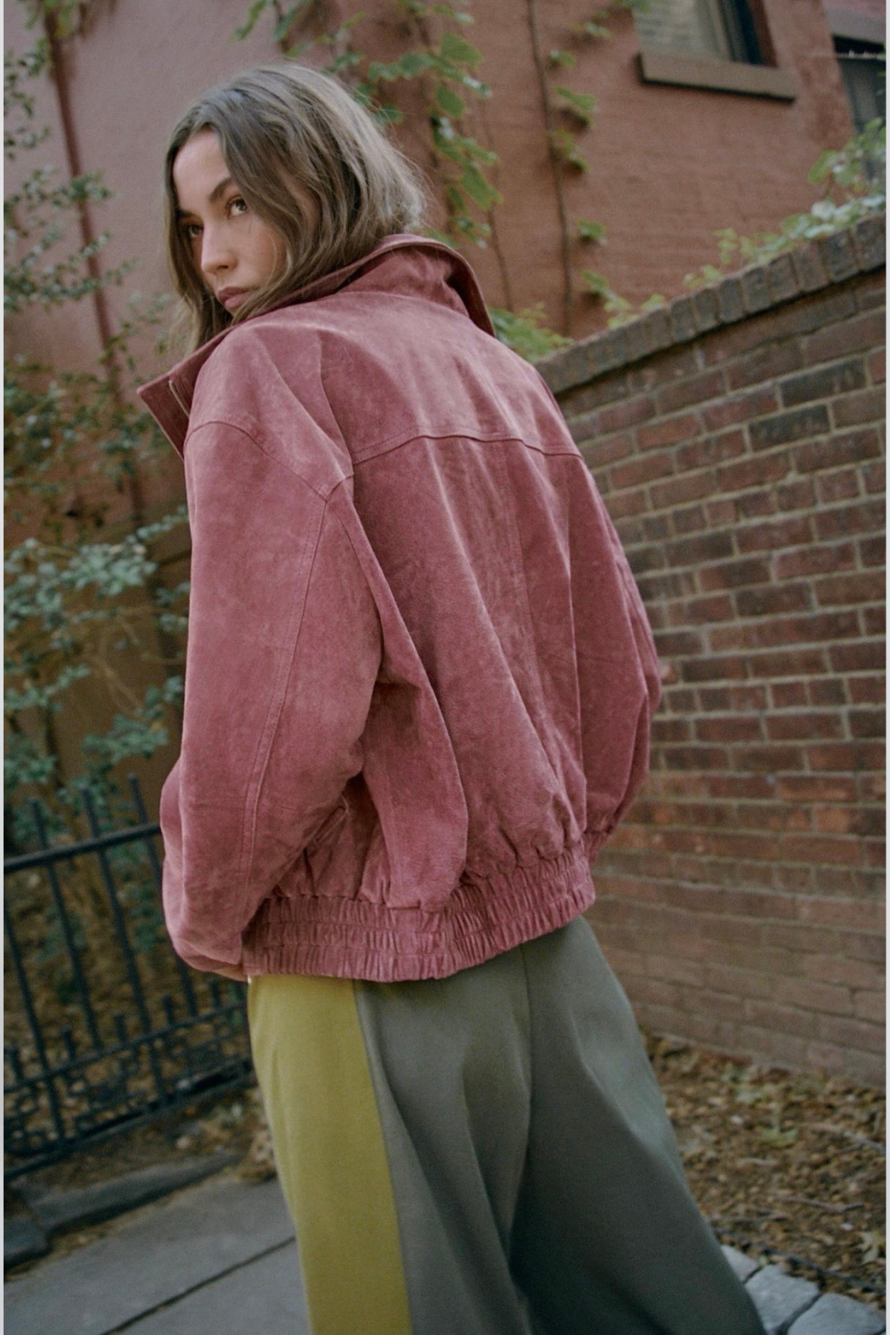 Alexandra Giroud | Women's Pink Leather High Neck Bomber Jacket – Cropped Zip-Up Jacket