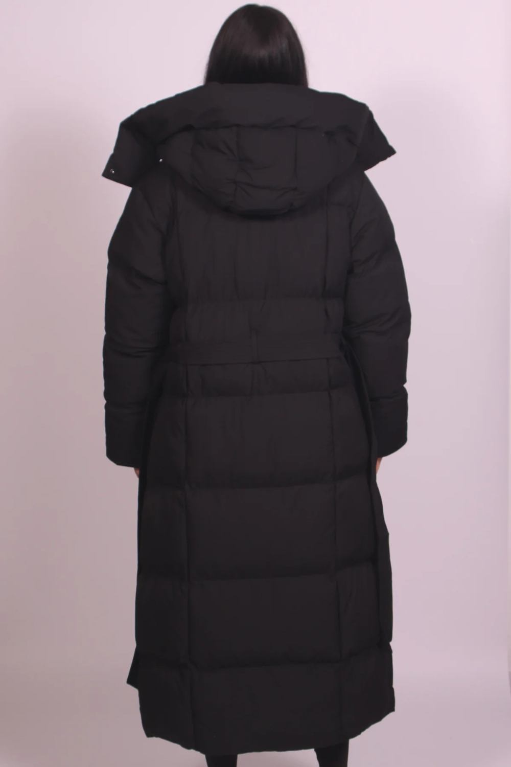 Adèle Boyer | Women's Long Hooded Puffer Coat – Belted Quilted Maxi Winter Coat