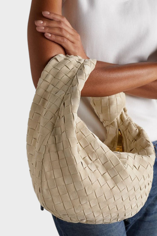 Chapelle | Women's Large Suede Bag – Cream Knot Hobo Shoulder Bag