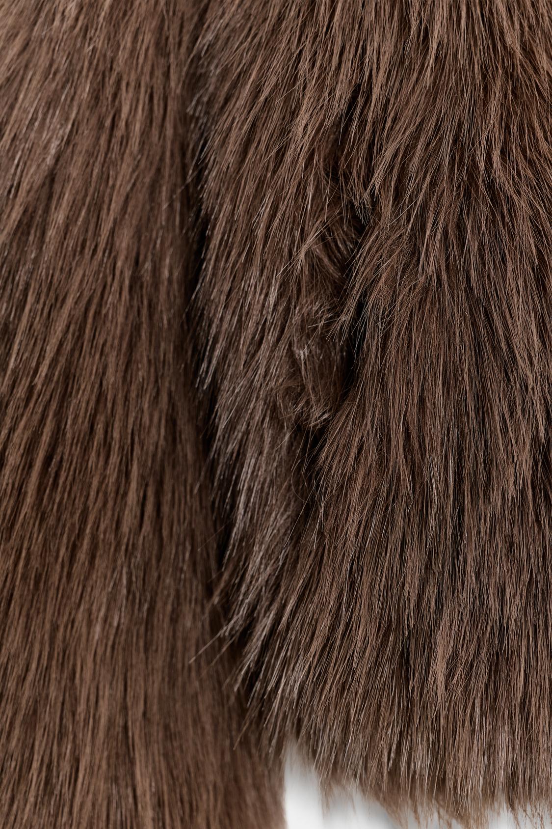 Maud Marchand | Women's Brown Short Faux Fur Coat – Fluffy Shaggy Jacket
