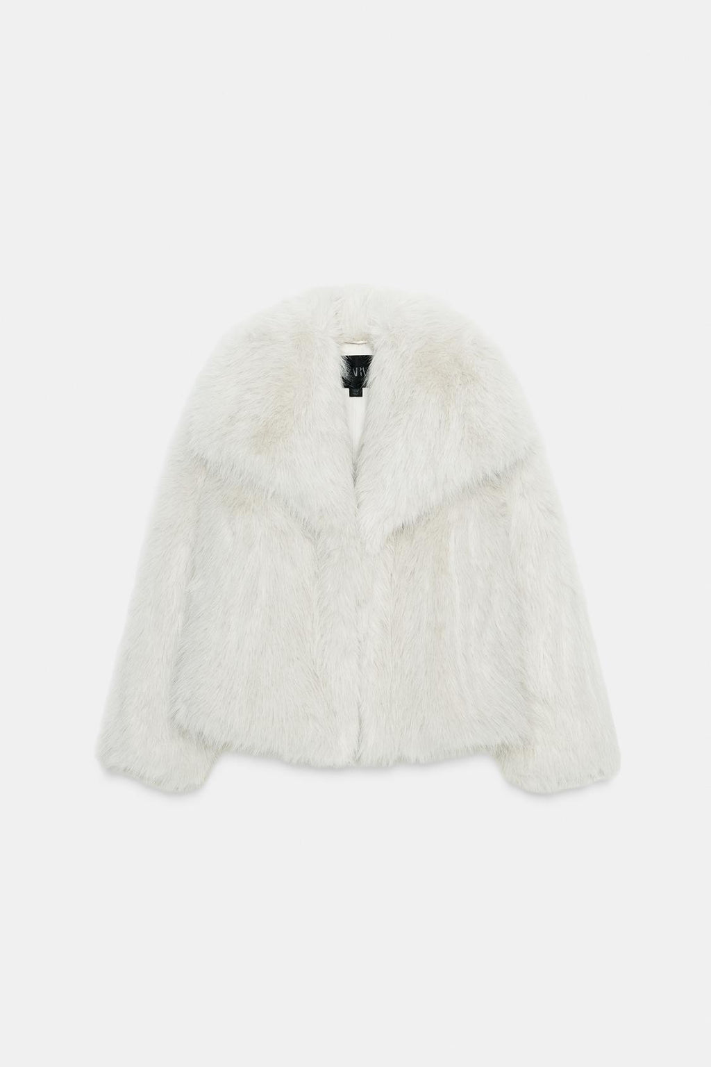 Jeanne Blanc | Women's Short Faux Fur Coat – Ecru Cream Oversized Fluffy Fur Jacket