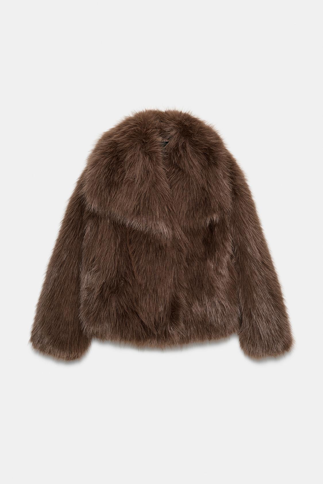 Maud Marchand | Women's Brown Short Faux Fur Coat – Fluffy Shaggy Jacket