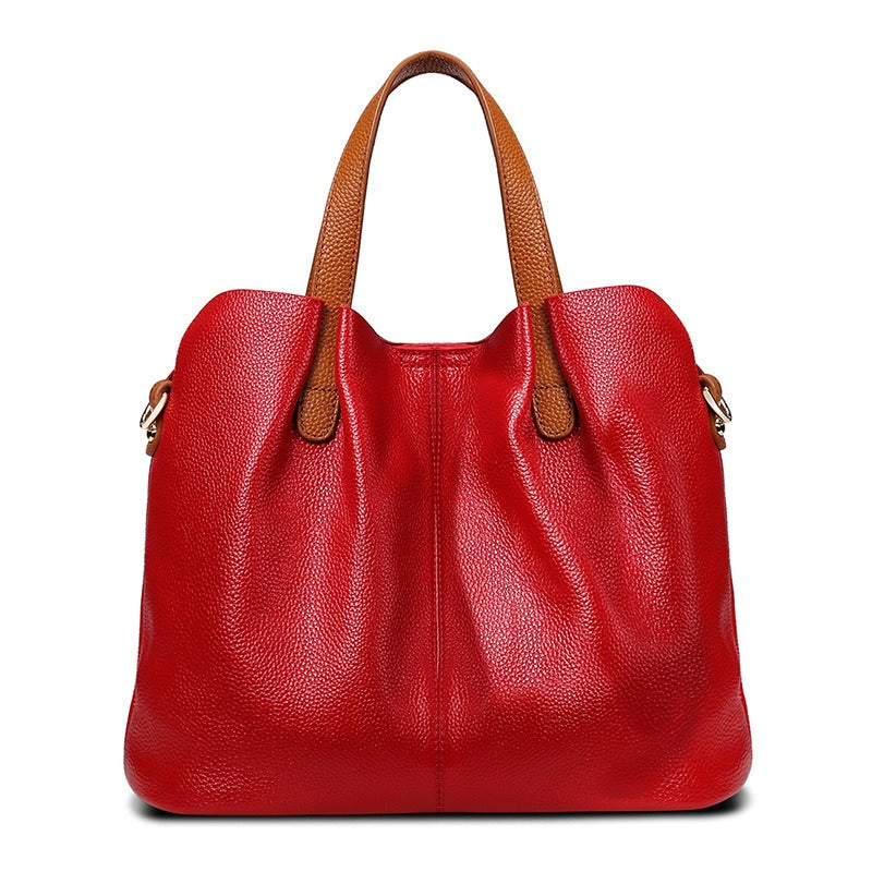 Fleur Vallerand | Genuine Leather Handbags Head Layer Cowhide Litchi Grain Women Handbag