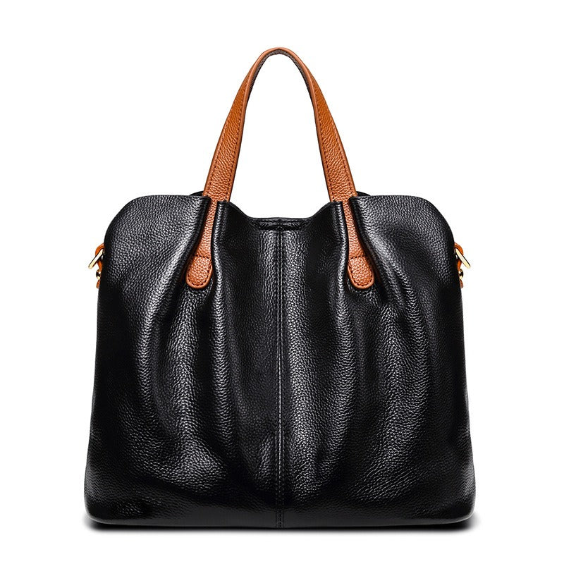 Fleur Vallerand | Genuine Leather Handbags Head Layer Cowhide Litchi Grain Women Handbag