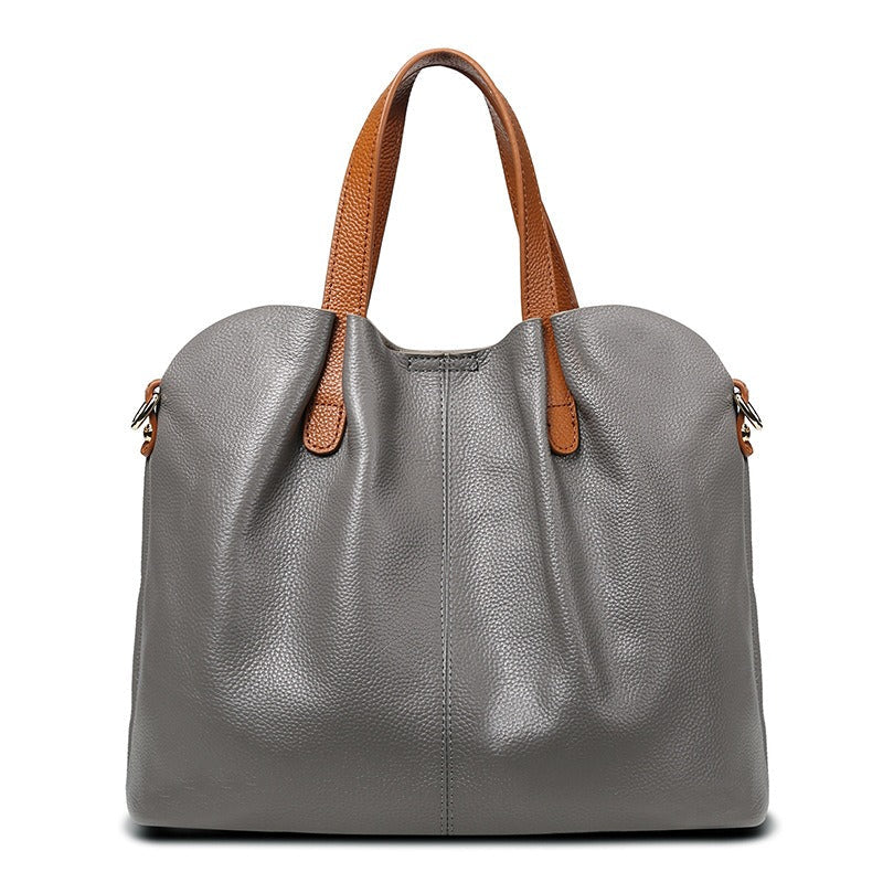 Fleur Vallerand | Genuine Leather Handbags Head Layer Cowhide Litchi Grain Women Handbag