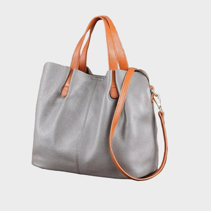 Fleur Vallerand | Genuine Leather Handbags Head Layer Cowhide Litchi Grain Women Handbag