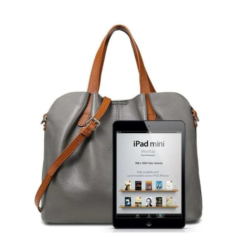 Fleur Vallerand | Genuine Leather Handbags Head Layer Cowhide Litchi Grain Women Handbag