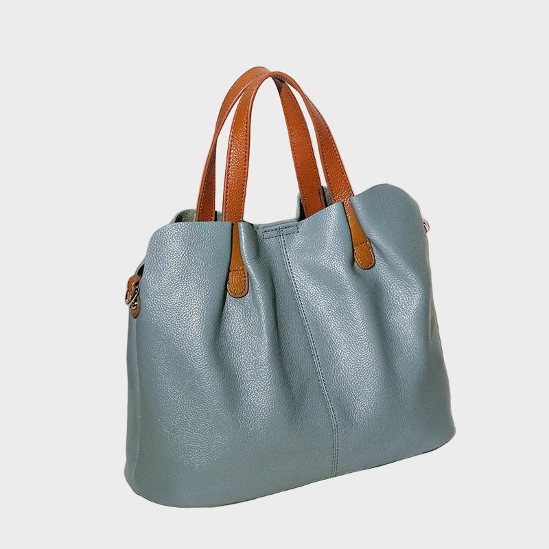 Fleur Vallerand | Genuine Leather Handbags Head Layer Cowhide Litchi Grain Women Handbag