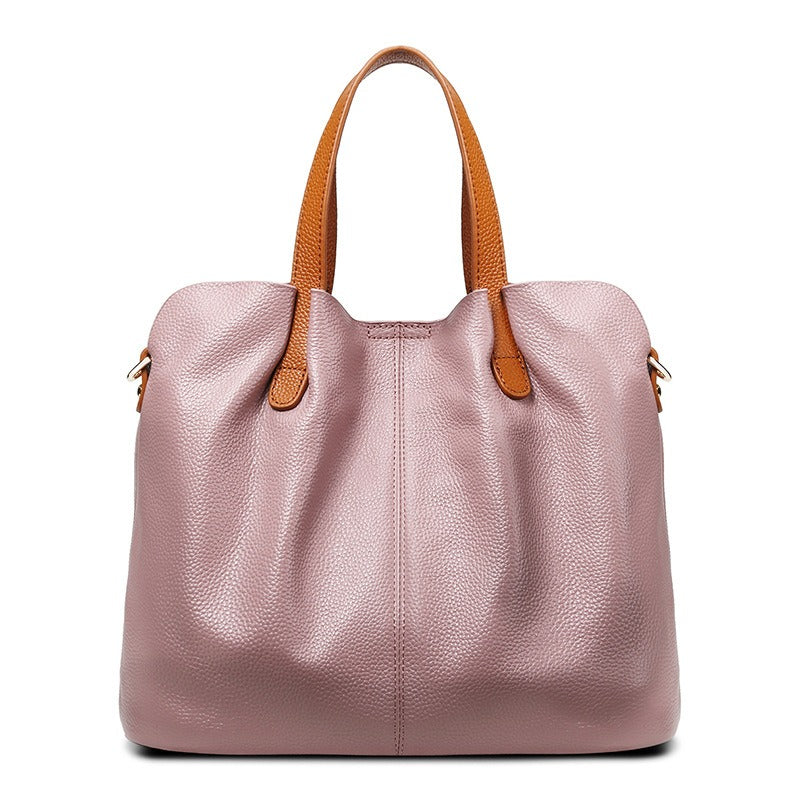 Fleur Vallerand | Genuine Leather Handbags Head Layer Cowhide Litchi Grain Women Handbag