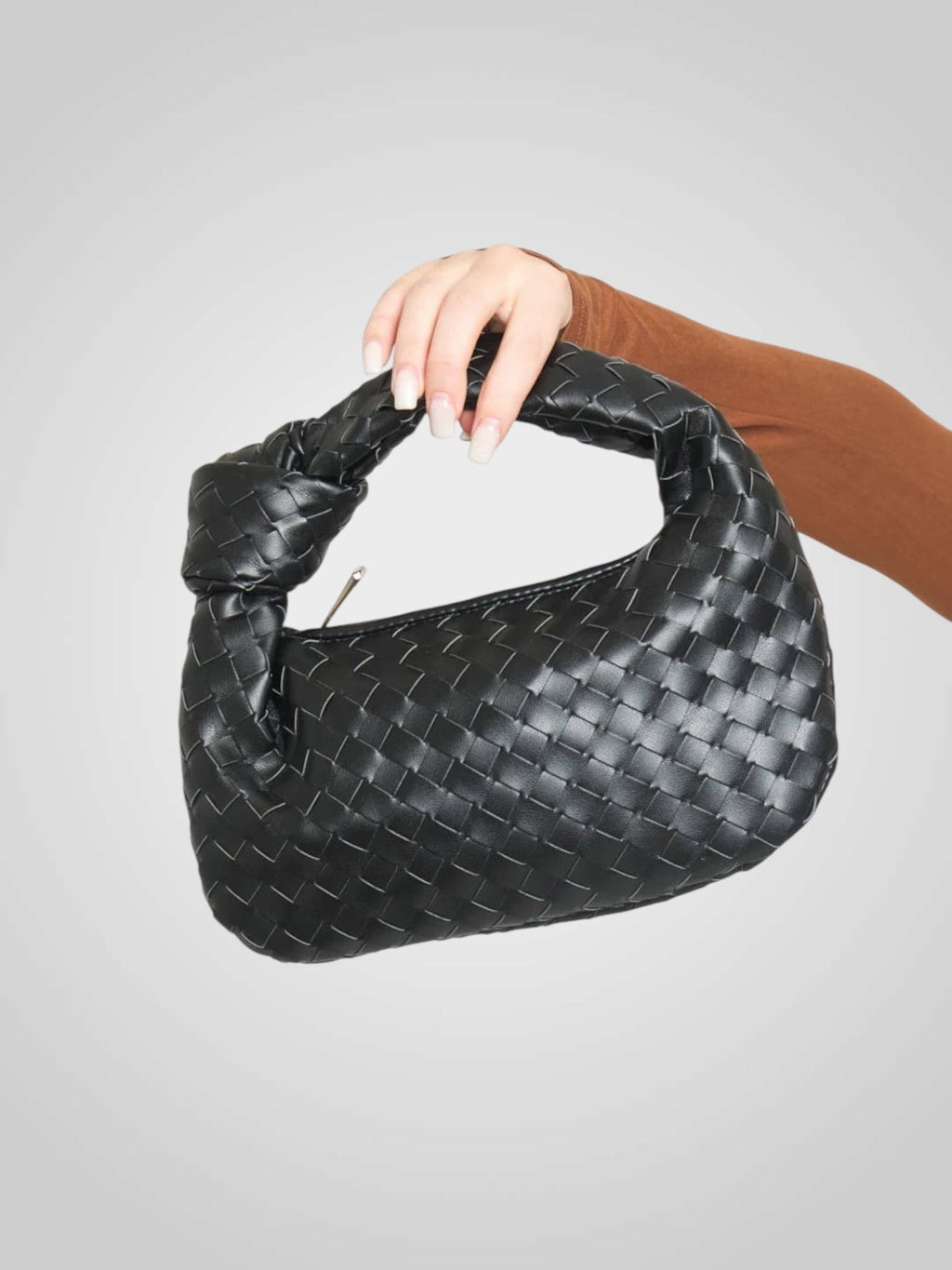 Zanetti | Women's Mini Woven Knot Bag – Wine Red Eco-Leather Top Handle Handbag