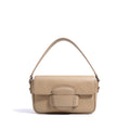 Calderoni | Women's Minimalist Shoulder Bag with Fold-Over Flap – Beige Baguette Bag