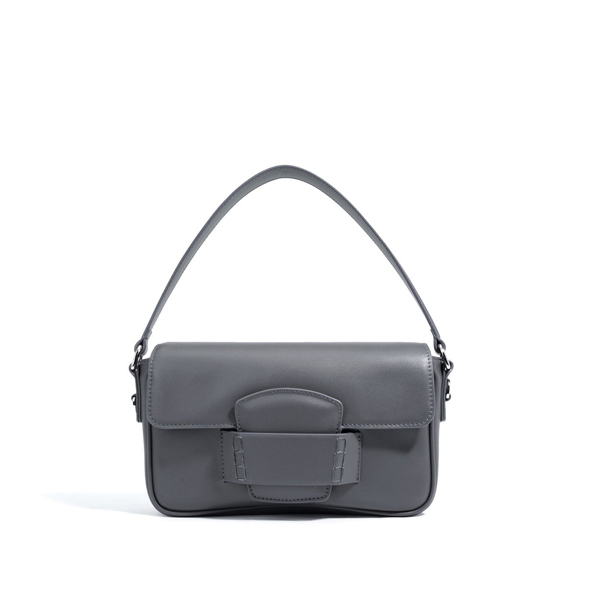 Calderoni | Women's Minimalist Shoulder Bag with Fold-Over Flap – Beige Baguette Bag