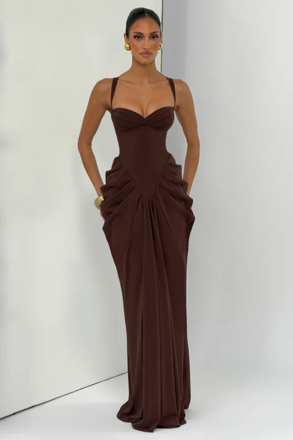 Florestan Valdieu | Chiffon Corset Maxi Dress – Sweetheart Lace Up Back Satin Lined Formal Gown