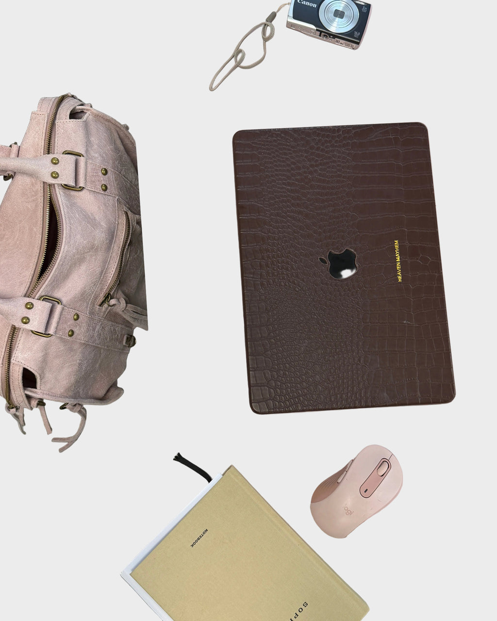 Capucine Marceau | Vanilla Pink Shoulder Bag with Zip Closure and Gold-Tone Hardware
