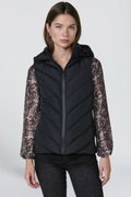 Anaïs de Montfort | Women's Black Hooded Puffer Vest – Quilted Sleeveless Gilet
