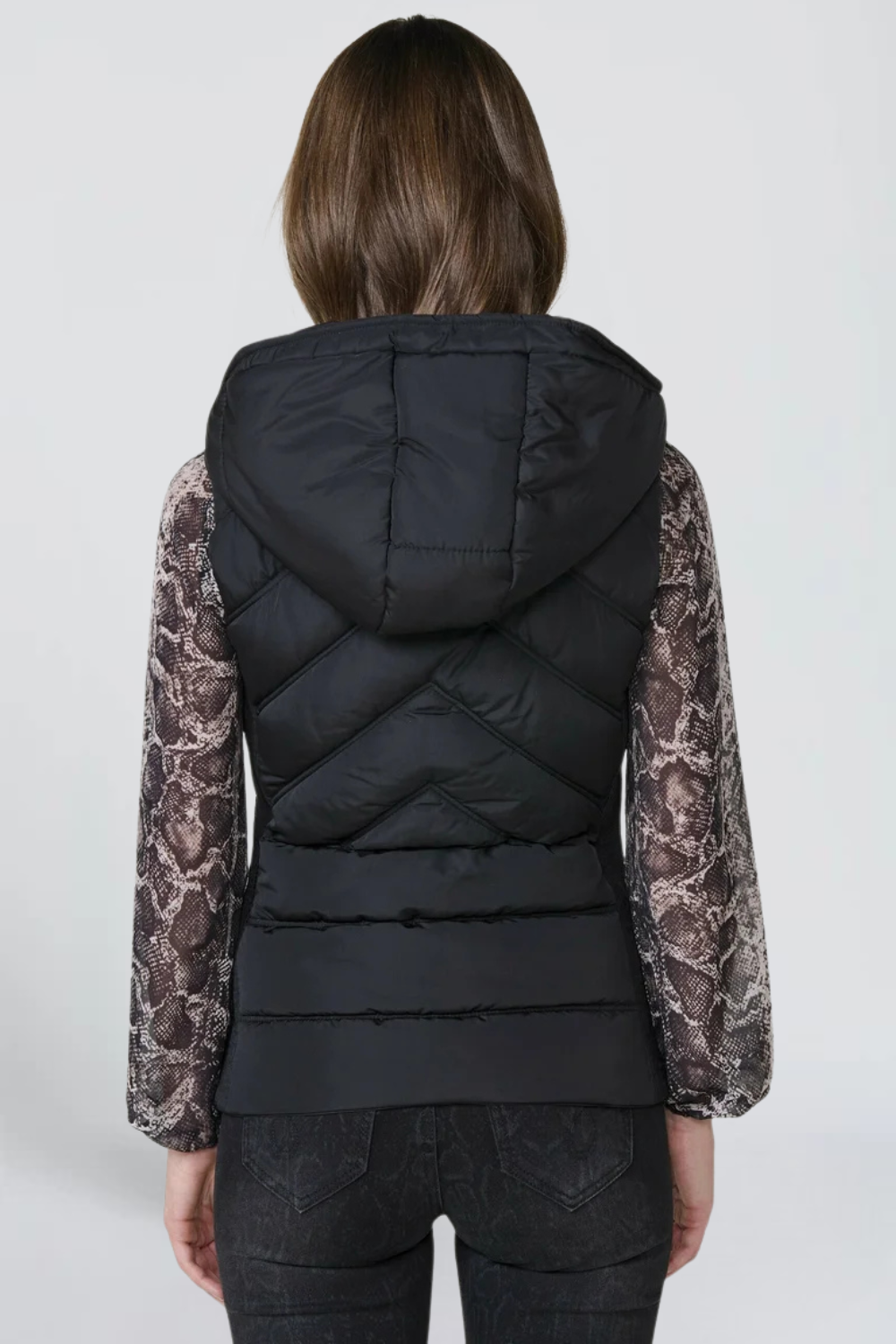 Anaïs de Montfort | Women's Black Hooded Puffer Vest – Quilted Sleeveless Gilet